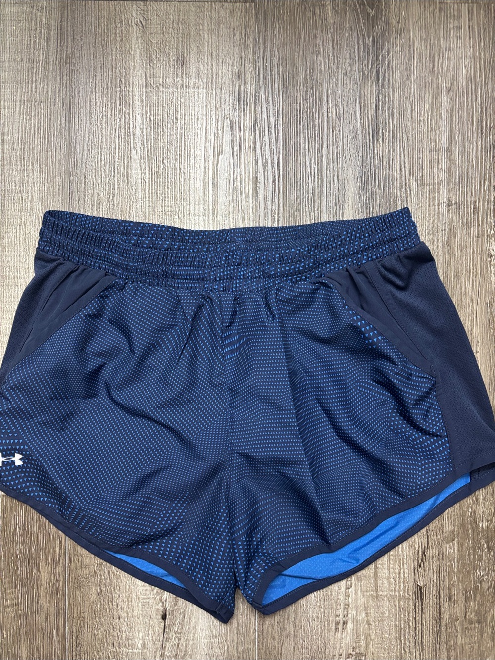 Under Armour Women's Dark Navy Athletic Shorts with Blue Trim